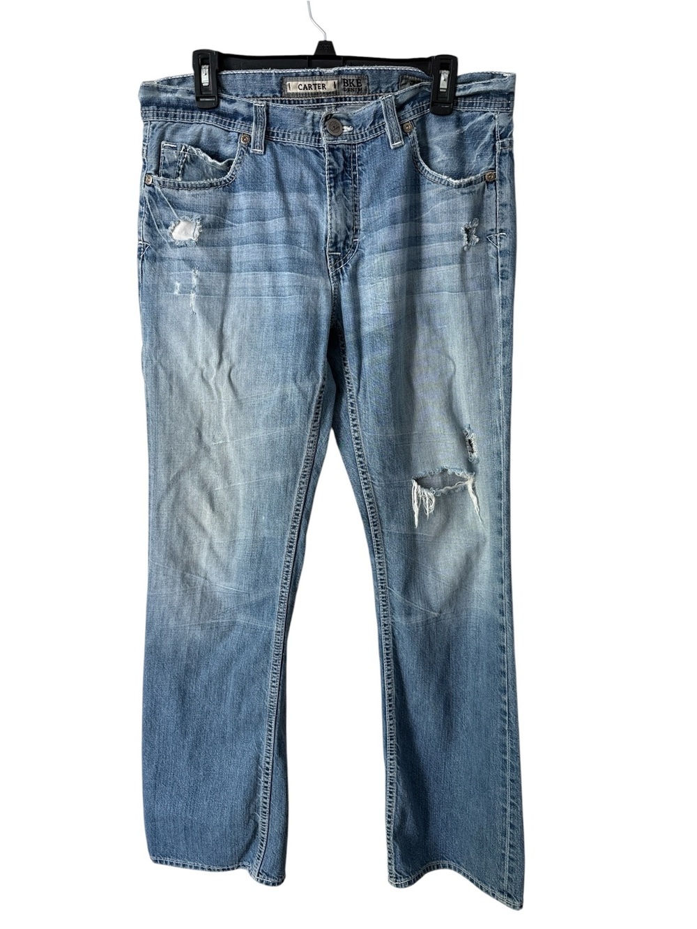 BKE Carter Distressed Straight Leg Light Wash Jeans Size 33R